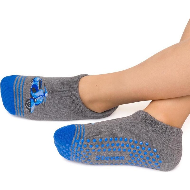 BASIC Modro-sivé chlapčenské protišmykové froté ponožky Art.134 XE060, 61830832