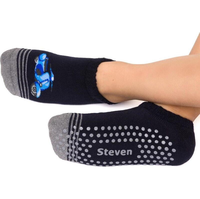 BASIC Tmavomodré chlapčenské protišmykové froté ponožky Art.134 XE061, 61830833