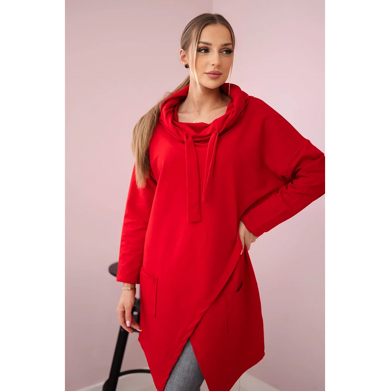 Červená mikina Hash s golierom 62742602