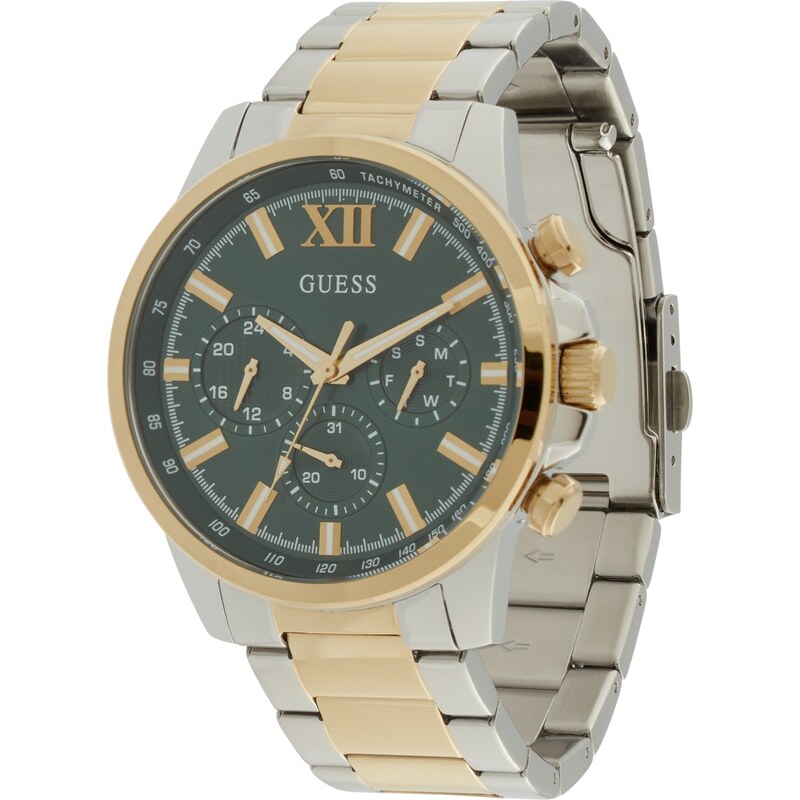 GUESS Analógové hodinky Walker zlatá / jedľová / strieborná 61949702