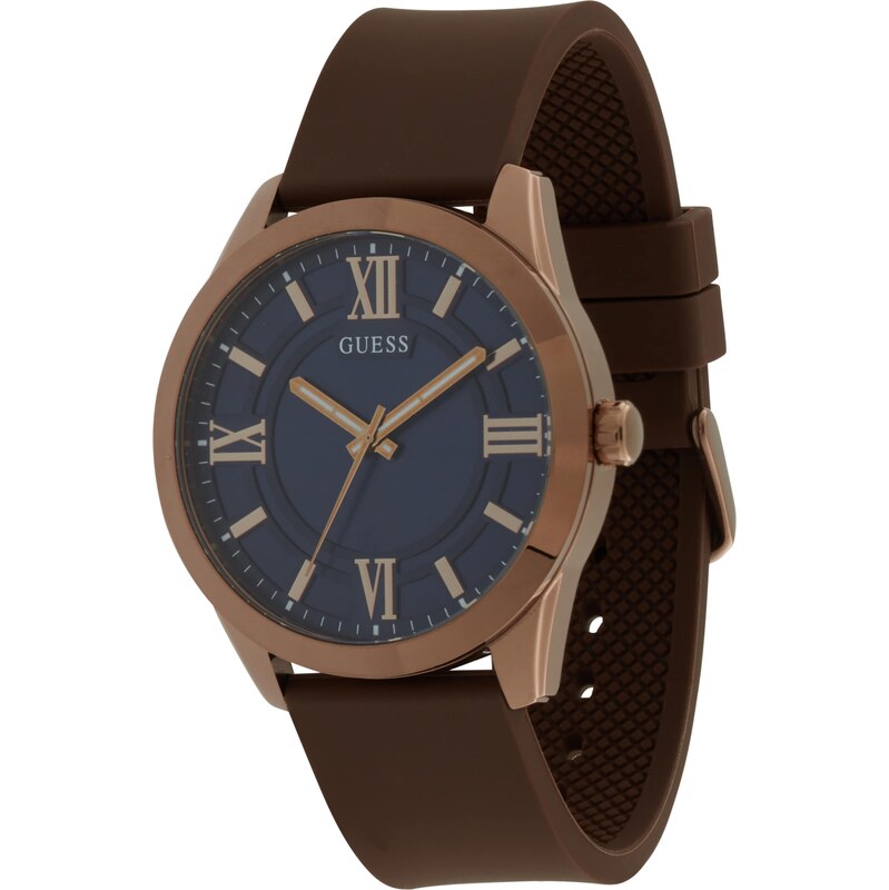 GUESS Analógové hodinky ELLIOT tmavomodrá / tmavohnedá / zlatá 61949646