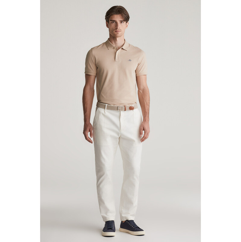 NOHAVICE GANT SLIM TAPERED COTTON TWILL PANTS EGGSHELL 61838192