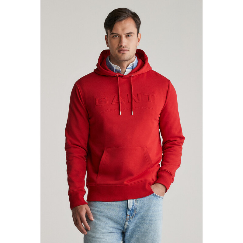 MIKINA GANT EMBOSSED HOODIE RUBY RED 61866371