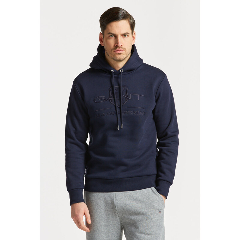 MIKINA GANT REG TONAL SHIELD HOODIE EVENING BLUE 61866378