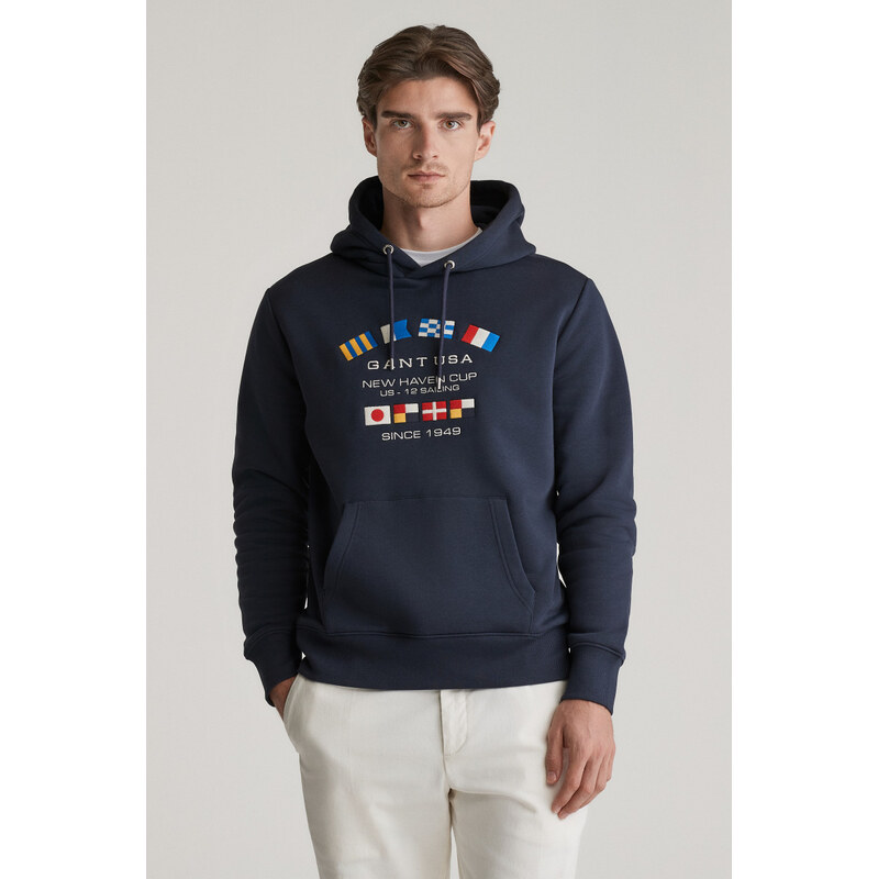 MIKINA GANT GRAPHIC SWEAT HOODIE EVENING BLUE 61866381