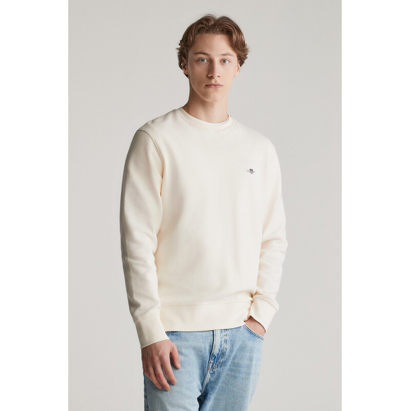 MIKINA GANT TEXTURE C-NECK SWEAT CREAM 61866389