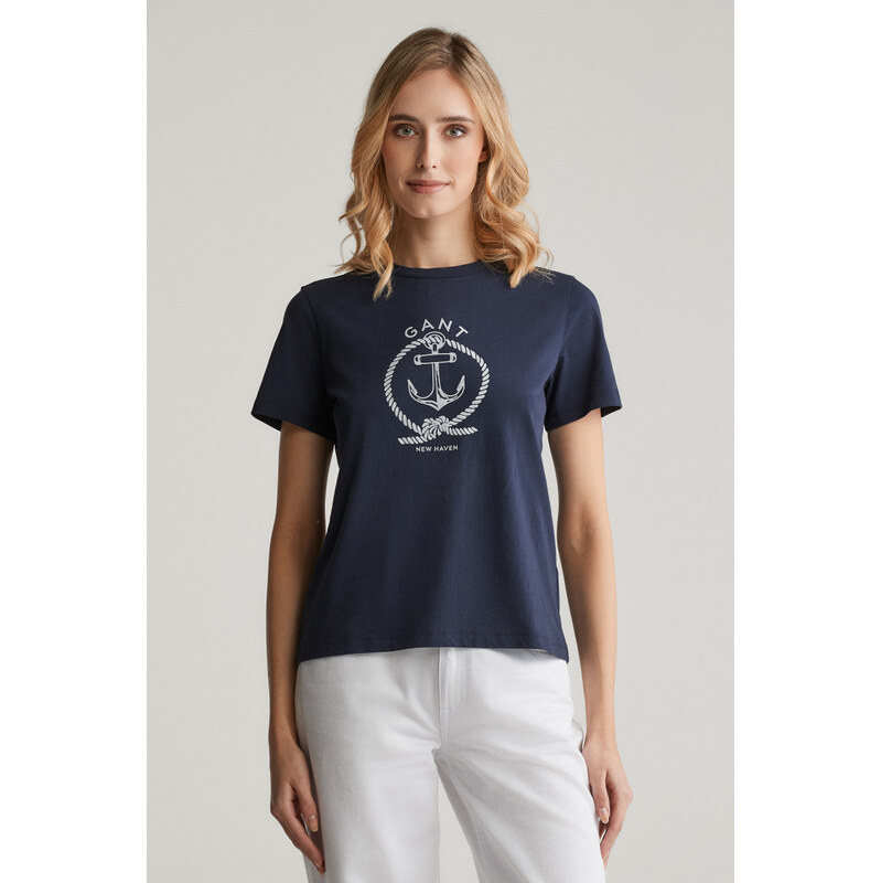 TRIČKO GANT REG GRAPHIC SS T-SHIRT EVENING BLUE 61838272