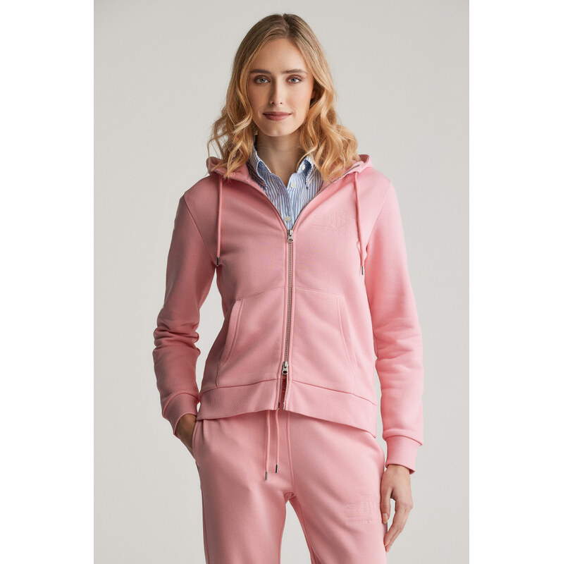 MIKINA GANT REG TONAL SHIELD ZIP HOODIE GERANIUM PINK 61838289