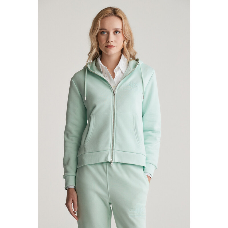 MIKINA GANT REG TONAL SHIELD ZIP HOODIE FADED MINT 61838288