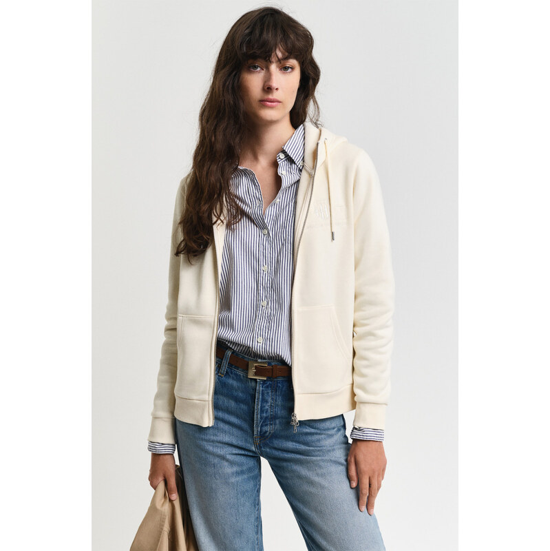 MIKINA GANT REG TONAL SHIELD ZIP HOODIE LINEN 61838290