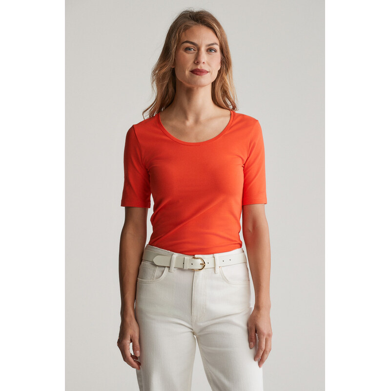 TRIČKO GANT SLIM COT/ELA SS SCOOP NECK TOP ORANGE RED 61838316