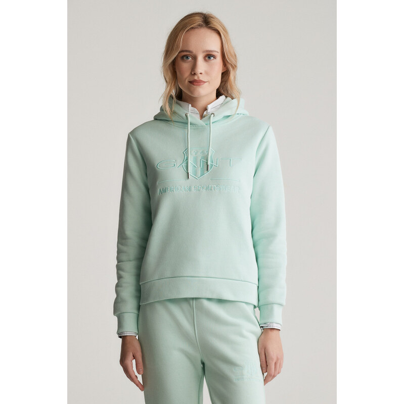 MIKINA GANT REG TONAL SHIELD HOODIE FADED MINT 61838320
