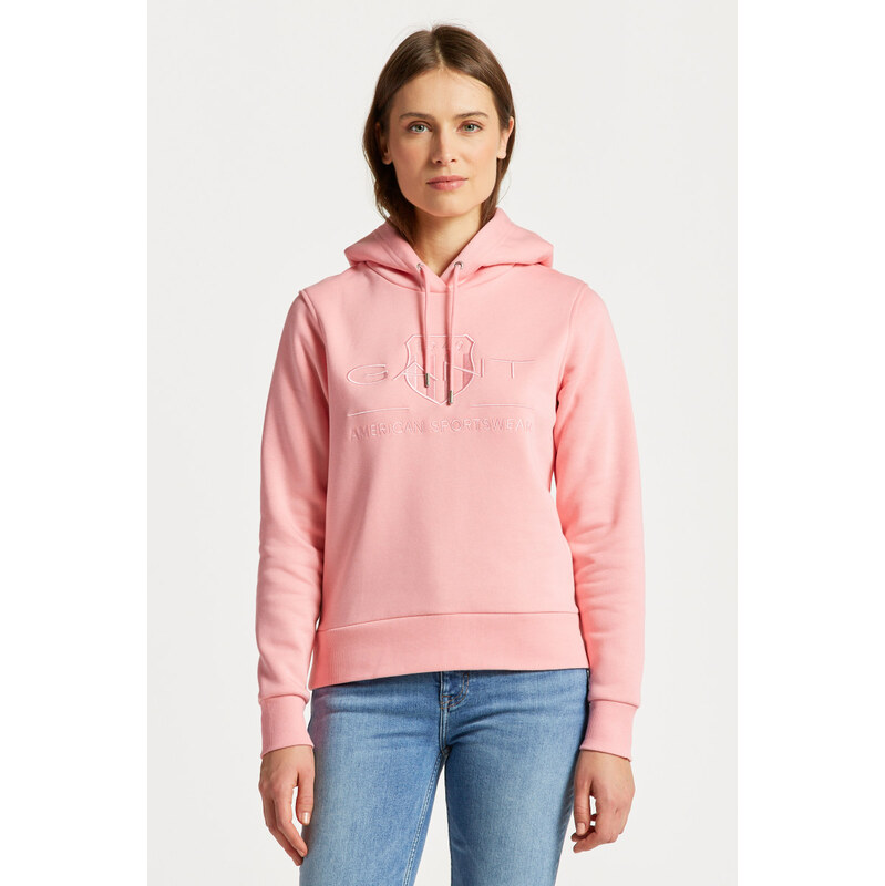 MIKINA GANT REG TONAL SHIELD HOODIE GERANIUM PINK 61838321