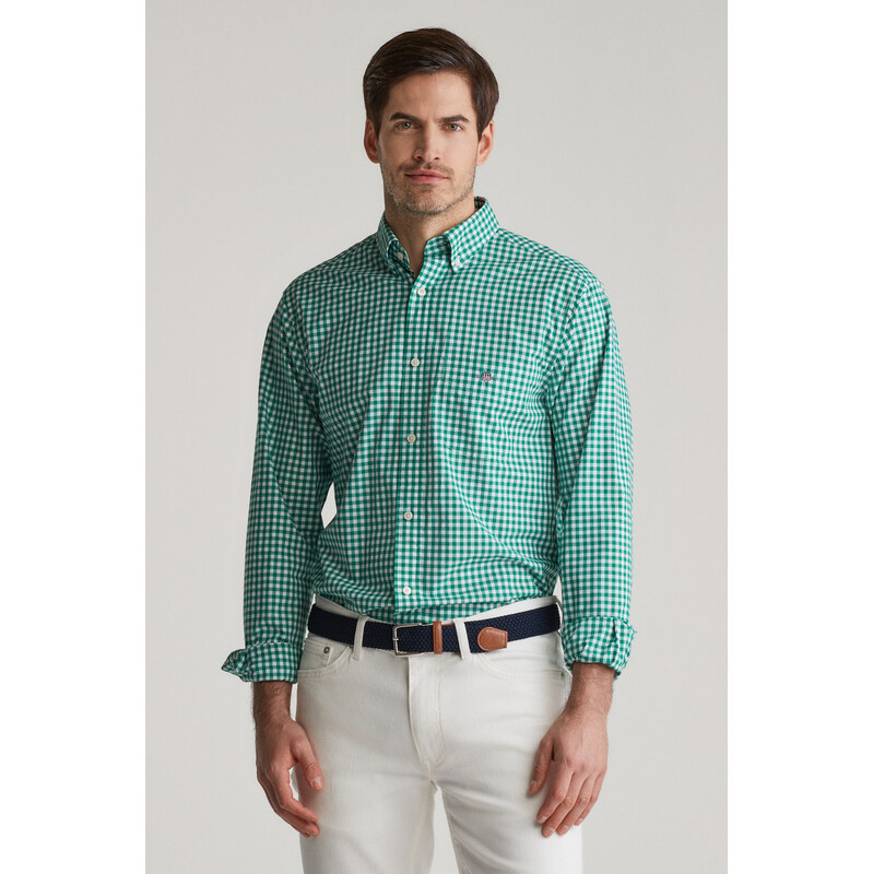 KOŠEĽA GANT REG CLASSIC POPLIN GINGHAM SHIRT DEEP GREEN 61838201