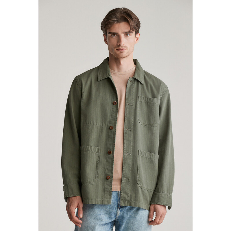 KOŠEĽA GANT REG HERRINGBONE WORKWEAR OVERSHIRT JUNIPER GREEN 61838213