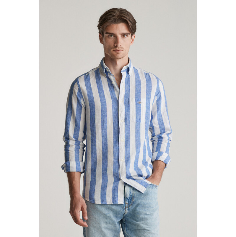 KOŠEĽA GANT REG COTTON LINEN BOLD STRIPE SHIRT RICH BLUE 61838212