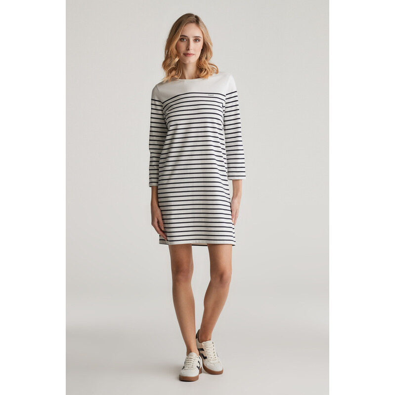 ŠATY GANT REG BRETON BRACELET SLEEVE DRESS EGGSHELL 61838277