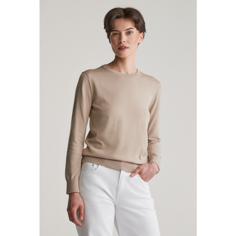 SVETER GANT FINE KNIT C-NECK DRY SAND 61838366