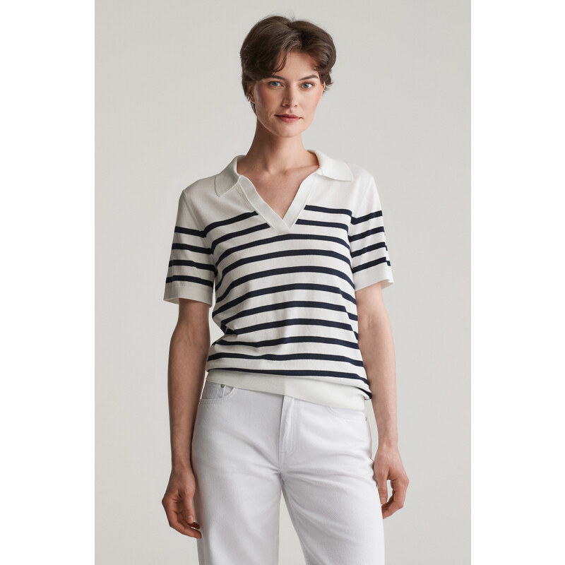 SVETER GANT FINE KNIT STRIPED SS RUGGER CREAM 61838368