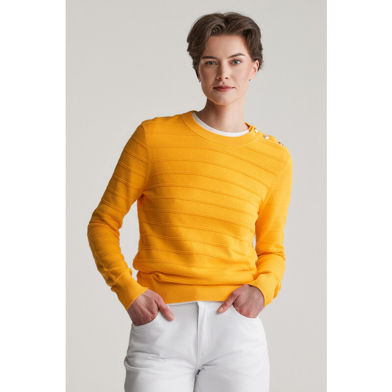 SVETER GANT TEXTURED COTTON C-NECK DAFFODIL YELLOW 61838371