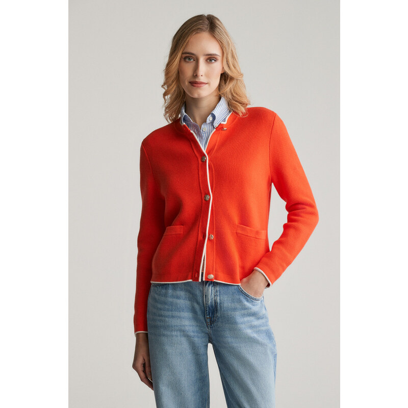 SVETER GANT COTTON KNIT JACKET ORANGE RED 61838376