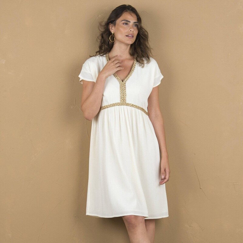 Krepónové krátke šaty so zlatistými detailmi ražná 036 Blancheporte 61843540