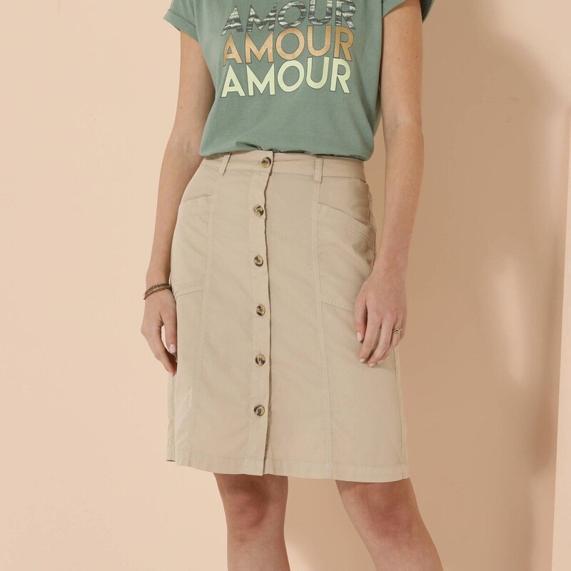 Rovná sukňa na gombíky piesková 038 Blancheporte 61843725