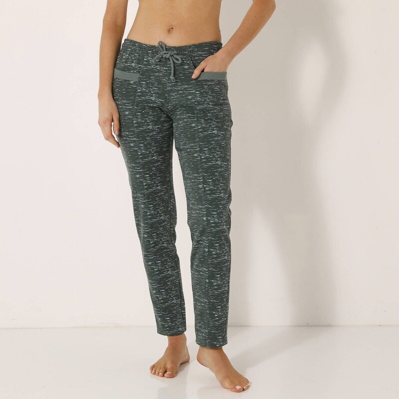 Moltonové dlhé melírované nohavice zelený melír 056 Blancheporte 61843496