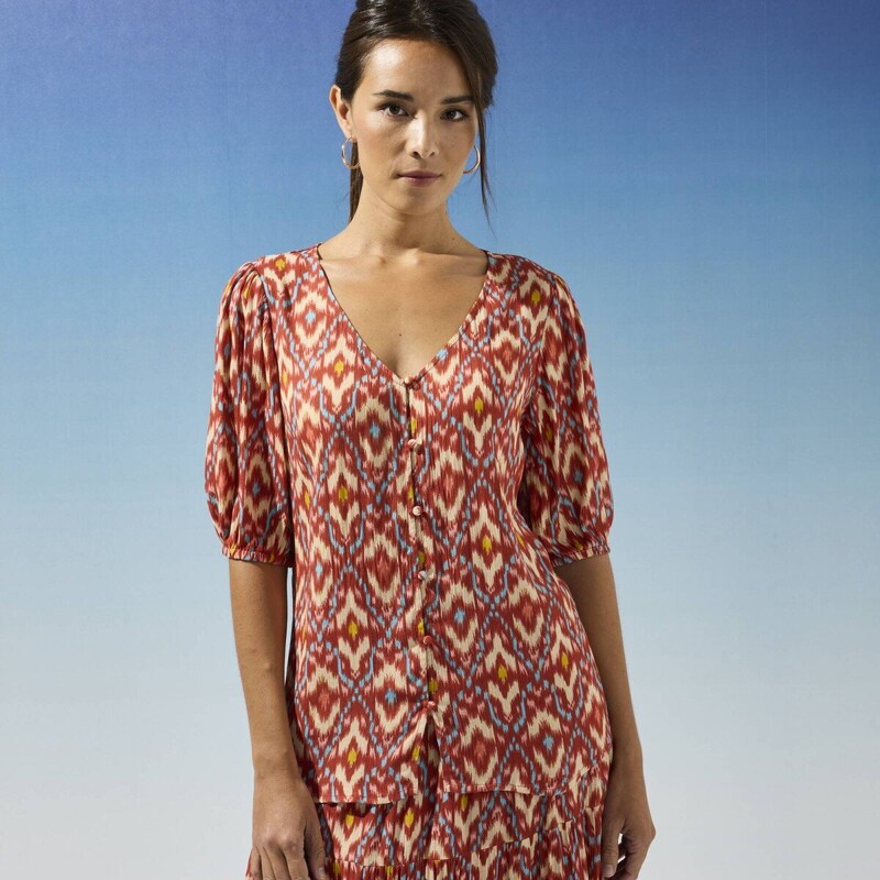 Blúzka s potlačou v ikat štýle terakota 036 Blancheporte 61843723