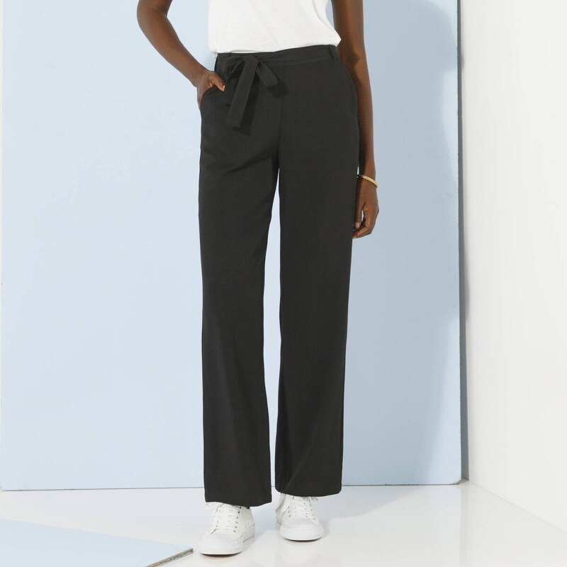 Splývavé široké nohavice s opaskom čierna 036 Blancheporte 61843796