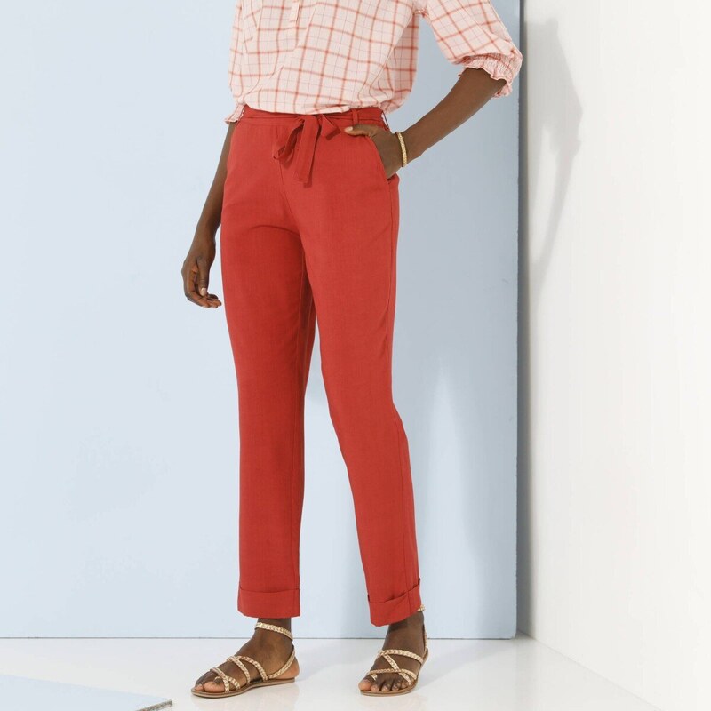 Splývavé 7/8 nohavice s opaskom terakota 036 Blancheporte 61843817