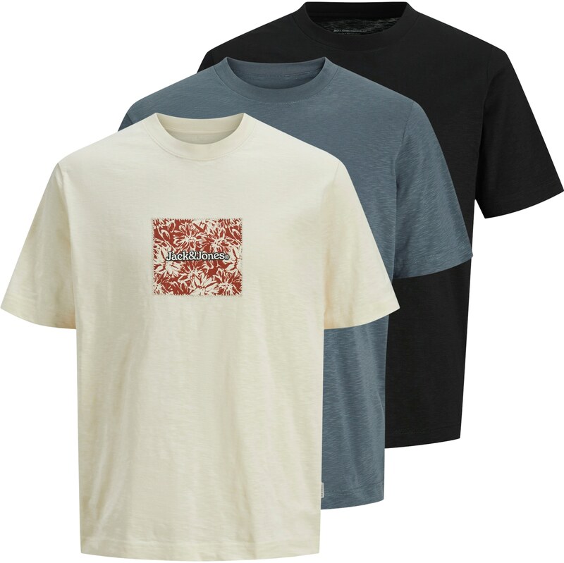 JACK & JONES Tričko JORSPLIT modrá / karmínovo červená / čierna / 61948109