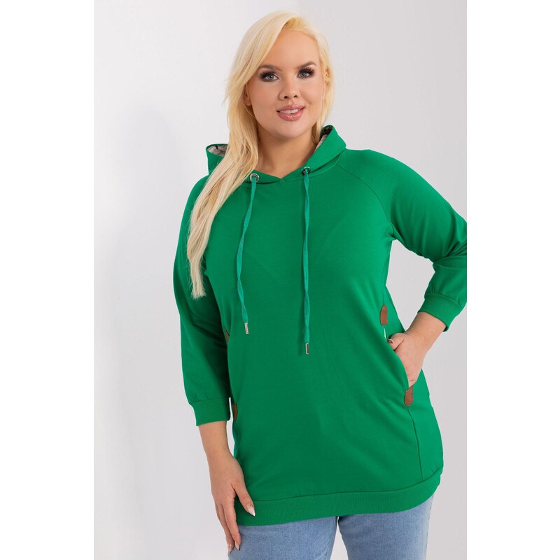 MladaModa Oversize mikina s kapucňou model 22196 zelená 57436446