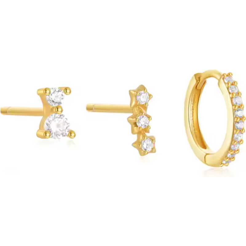 Olivie Stříbrné náušnice 3ks GOLD 9385 65048798