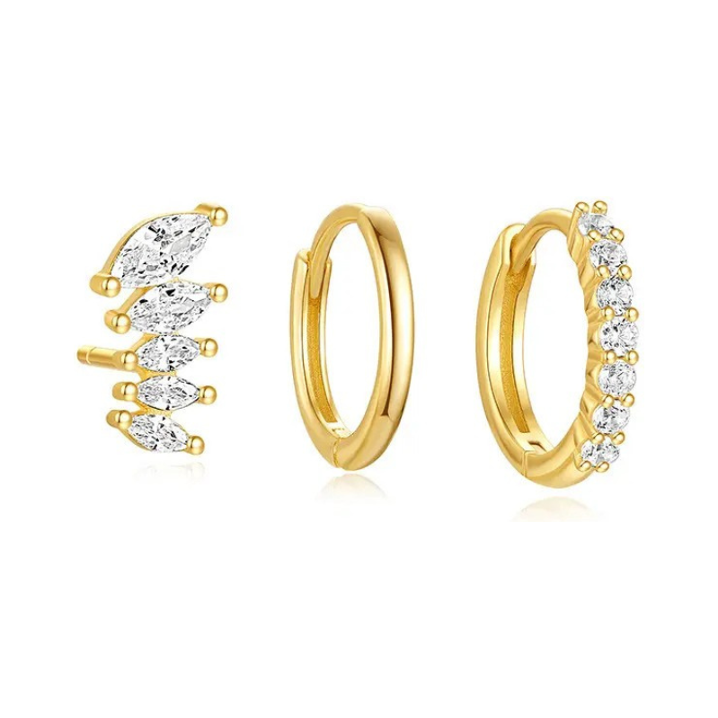 Olivie Stříbrné náušnice 3ks GOLD 9387 65048799