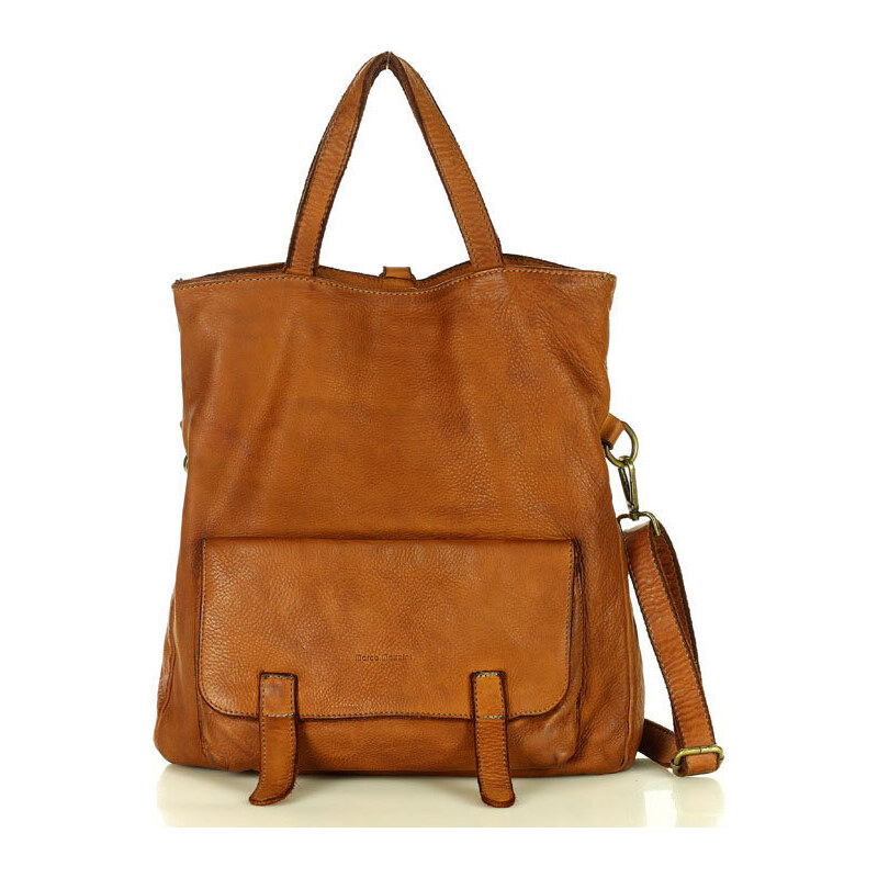 Hnedá dámska kožená shopper kabelka/batoh MARCO MAZZINI (v166a) 25751070