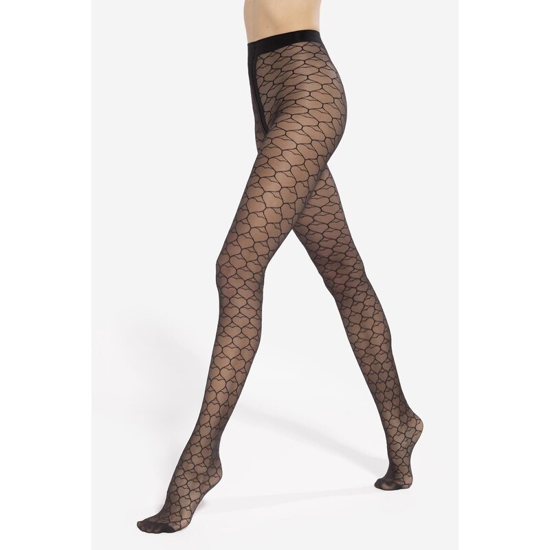 Čierne pančuchy so srdiečkami LOVELY 09 20 DEN Gatta 67582805