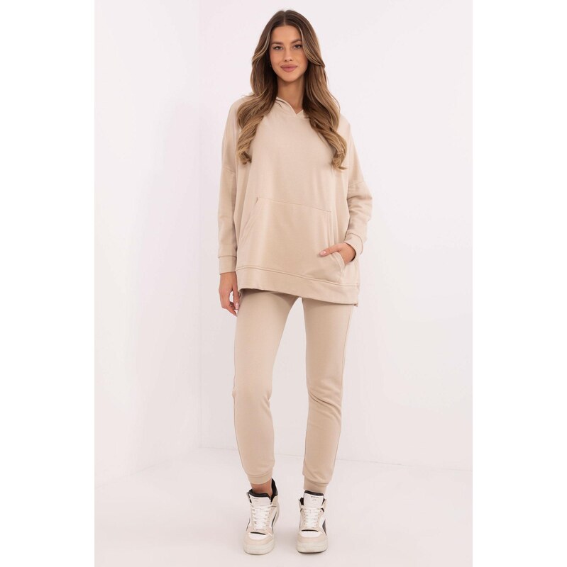 MladaModa Tepláková súprava s oversize mikinou model 86104 béžová 62554565