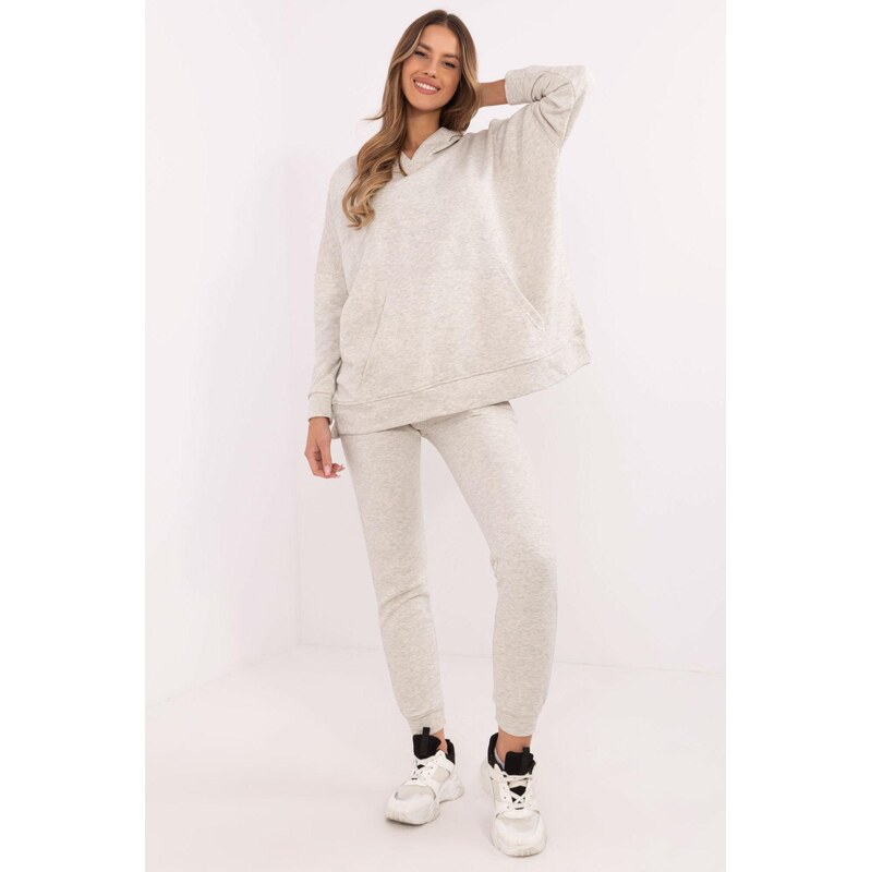 MladaModa Tepláková súprava s oversize mikinou model 86104 svetlá šedá 62554566