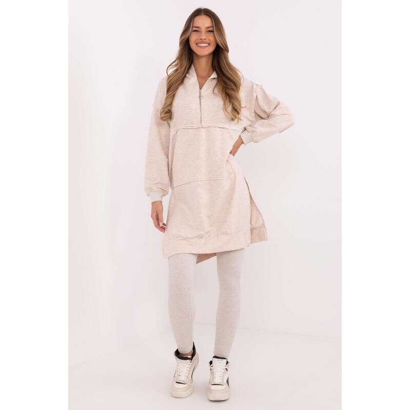 MladaModa 2-dielna súprava legín a dlhej mikiny model 85331 svetlá 62554583