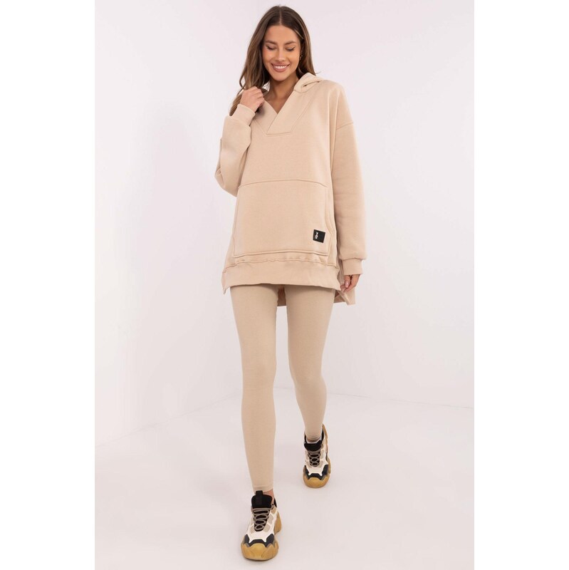 MladaModa Trojdielna tepláková súprava s topom model 84914 béžová 62554617