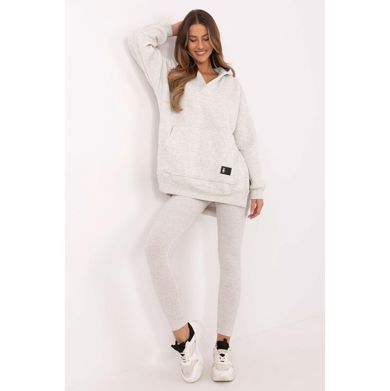 MladaModa Trojdielna tepláková súprava s topom model 84914 svetlá šedá 62554619