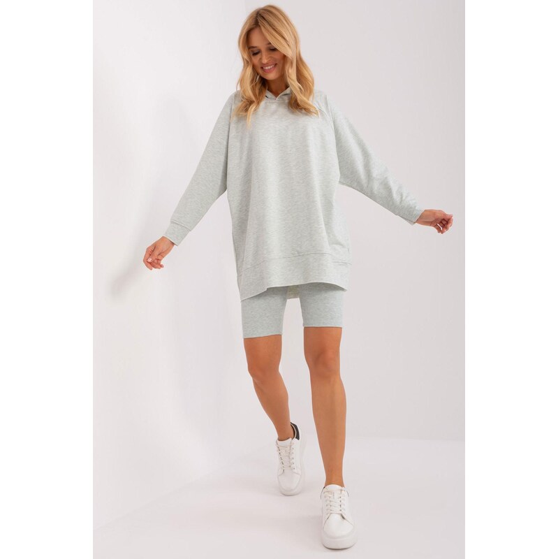 MladaModa Súprava mikiny a krátkych legín model 82970 svetlá šedá 62554632