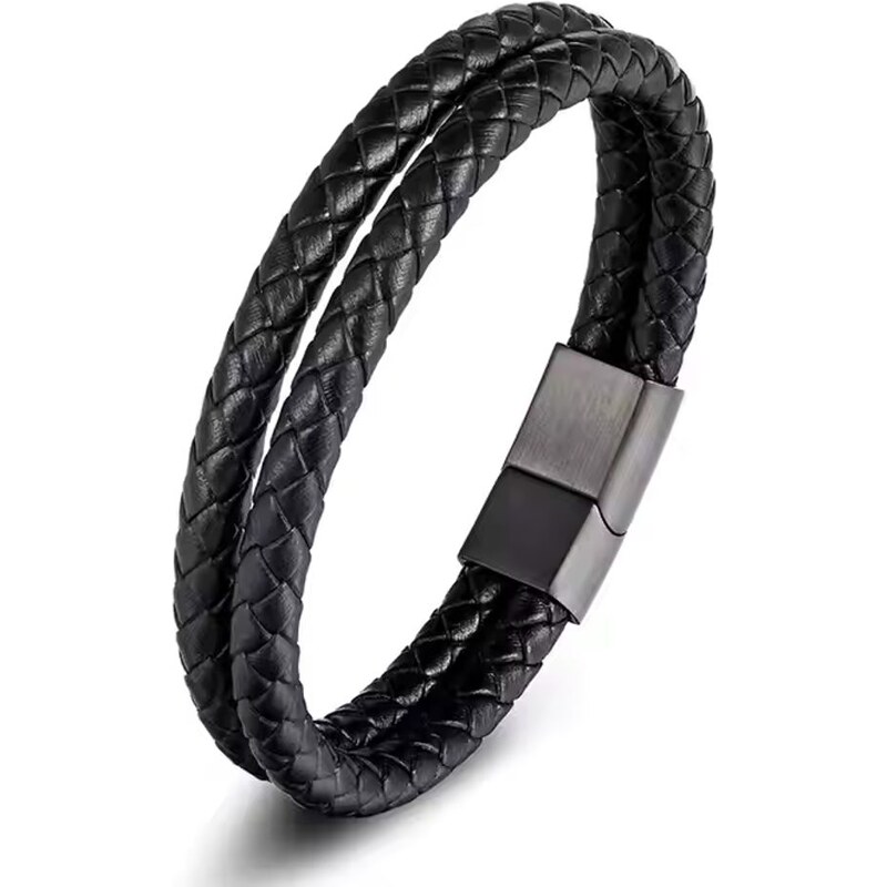 Dvojitý čierny pánsky náramok 65638731