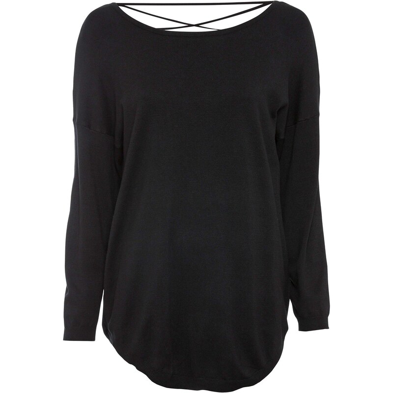 bonprix Pulóver s výstrihom do V, farba čierna 45700628