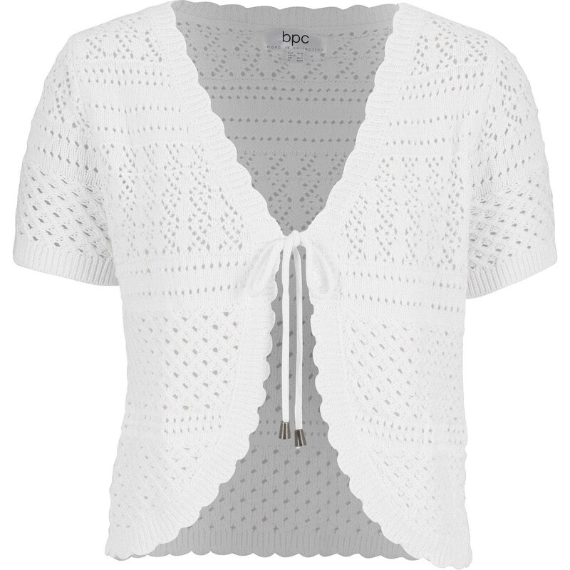 bonprix Háčkované bolero, krátky rukáv, farba biela 44790801