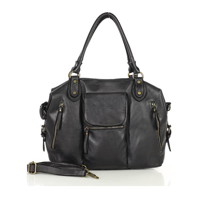 Genuine Leather MARCO MAZZINI Čierna bowling bag (V189a) 29265542