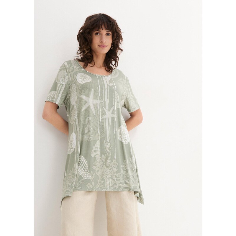 bonprix Tričko, dlhé, s jemného viskózového mixu, farba zelená 52417648