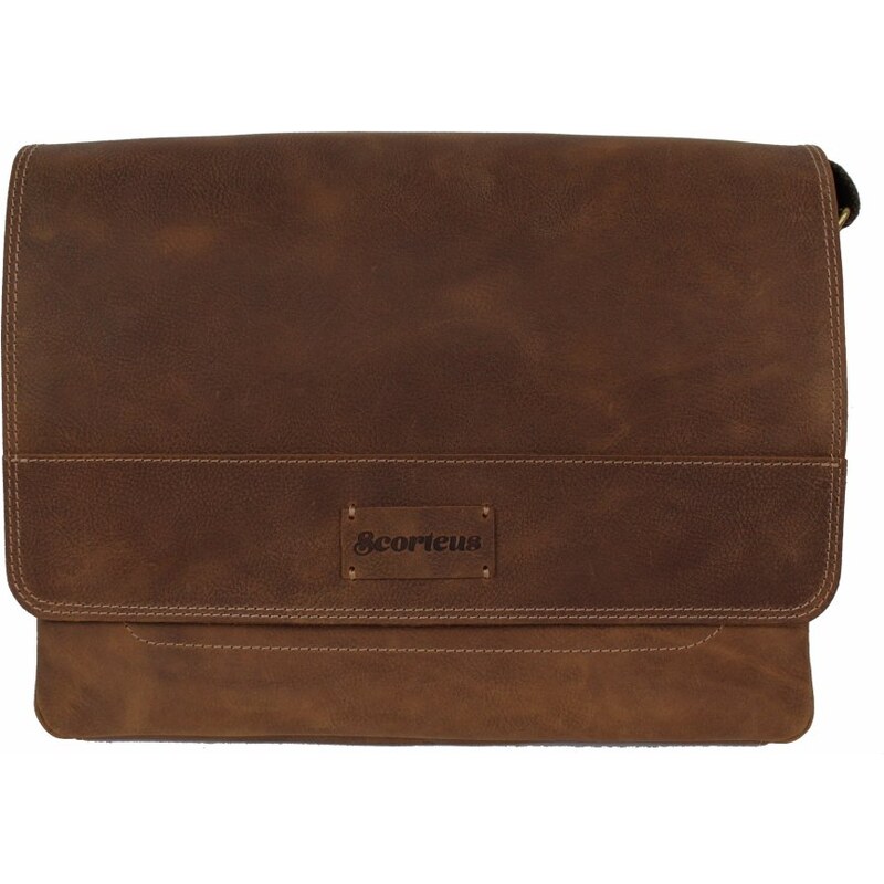 Scorteus Pánska kožená taška cez rameno Scorteus 1437-79 hnedá 60781237