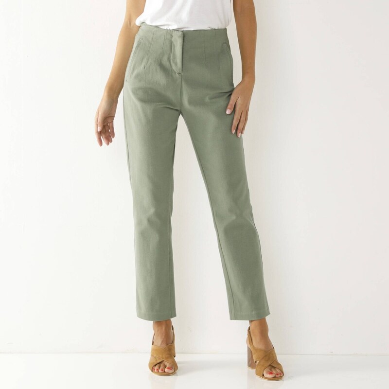 7/8 nohavice s vysokým zoštíhľujúcim pásom sivozelená 038 Blancheporte 61916370